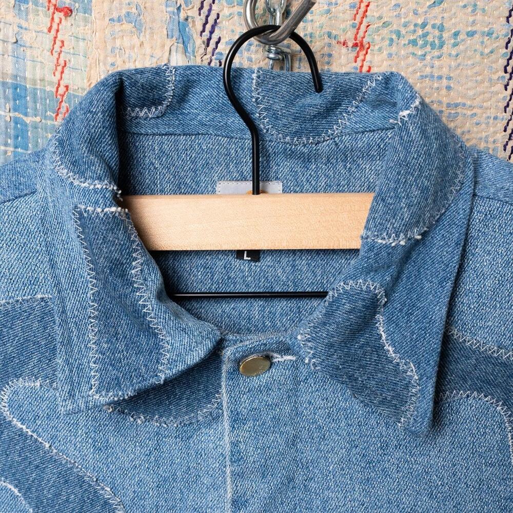 Upcycled patchwork denim jacket - image 3